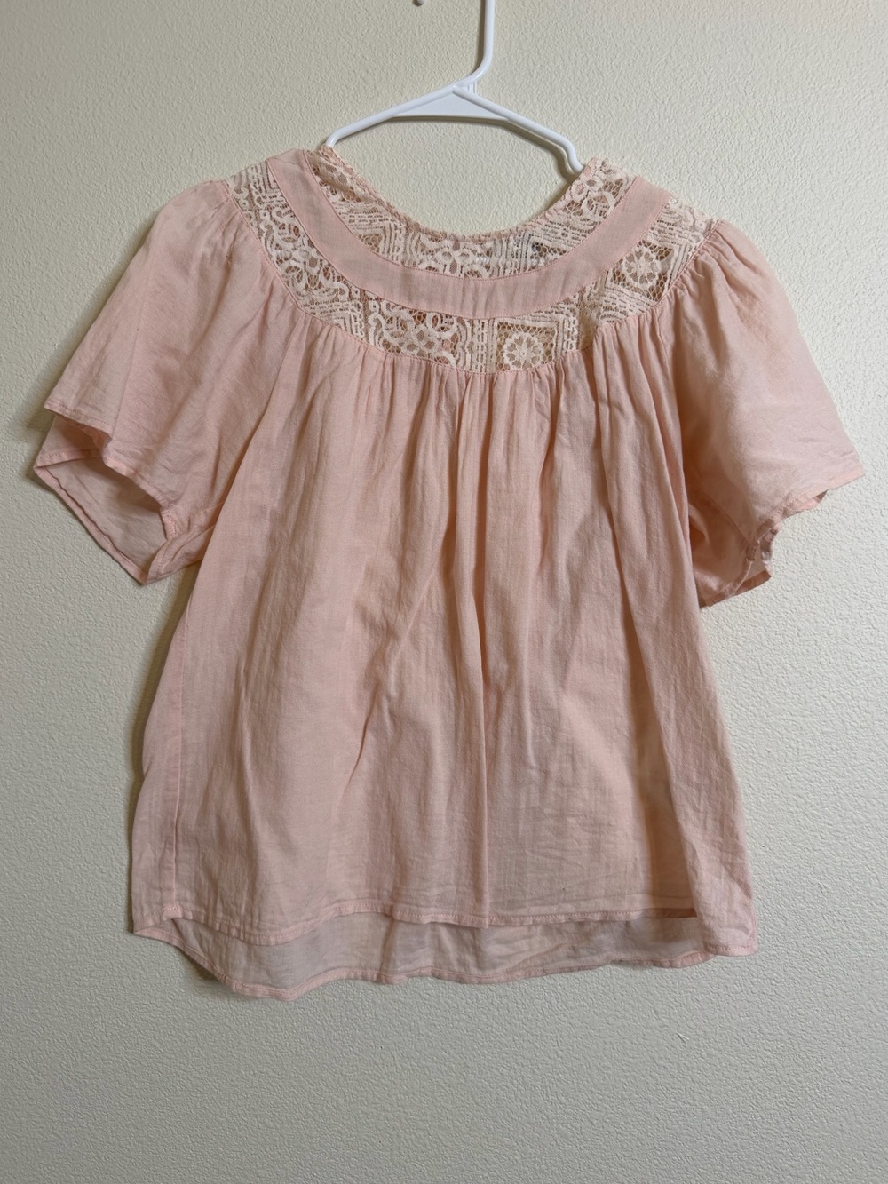 RO&DE Pink Lace Short Sleeve Blouse Women's Size S